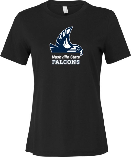 Nashville State Bella + Canvas Womens Relaxed Cotton T Shirt Nashville State Falcons Mascot - ONLINE ONLY
