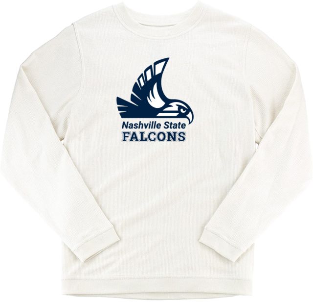 Nashville State Boxercraft Womens Cream Corded Crew Nashville State Falcons Mascot - ONLINE ONLY