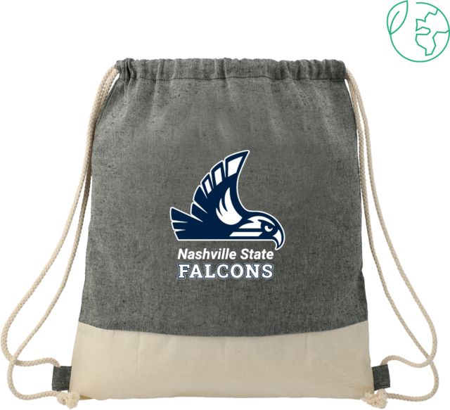 Nashville State Split Recycled Cotton Drawstring Bag Nashville State Falcons Mascot - ONLINE ONLY