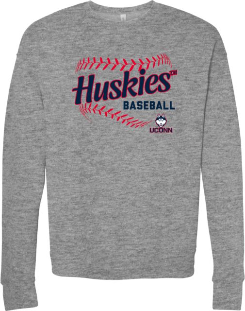 UConn Bella + Canvas Fleece Crew Huskies Baseball Design