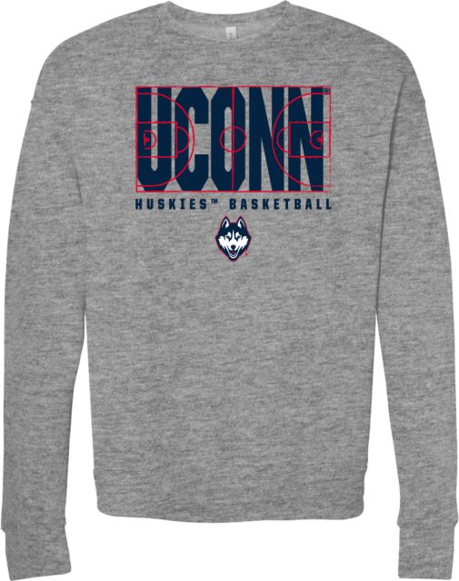 UConn Bella + Canvas Fleece Crew Huskies Basketball Design
