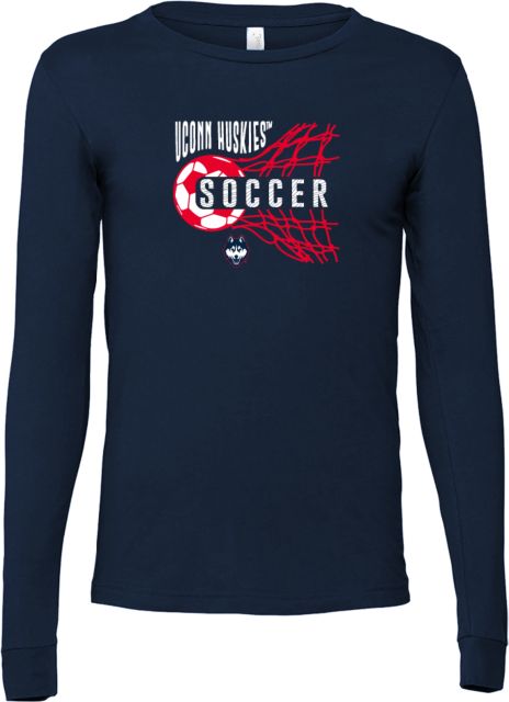 UConn Bella + Canvas Jersey Cotton Long Sleeve T Shirt Huskies Soccer Design