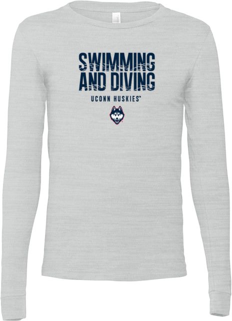 UConn Bella + Canvas Jersey Cotton Long Sleeve T Shirt Huskies Swimming and Diving Design