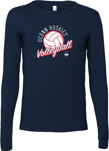 UConn Bella + Canvas Jersey Cotton Long Sleeve T Shirt Huskies Volleyball Design
