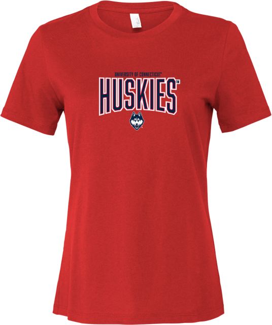 UConn Bella + Canvas Womens Relaxed Cotton T Shirt University of Connecticut Huskies Block Text