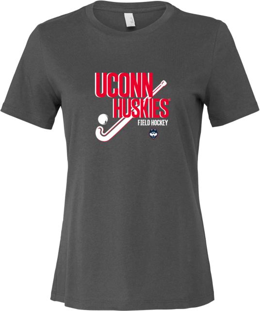 UConn Bella + Canvas Womens Relaxed Cotton T Shirt Huskies Field Hockey Design