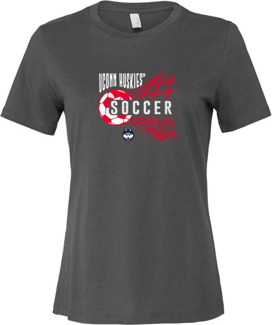UConn Bella + Canvas Womens Relaxed Cotton T Shirt Huskies Soccer Design