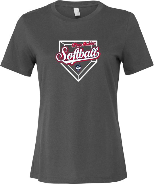 UConn Bella + Canvas Womens Relaxed Cotton T Shirt Huskies Softball Design