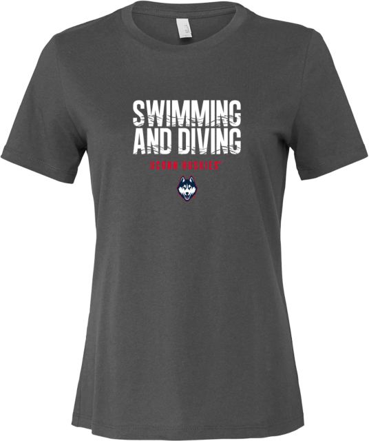 UConn Bella + Canvas Womens Relaxed Cotton T Shirt Huskies Swimming and Diving Design