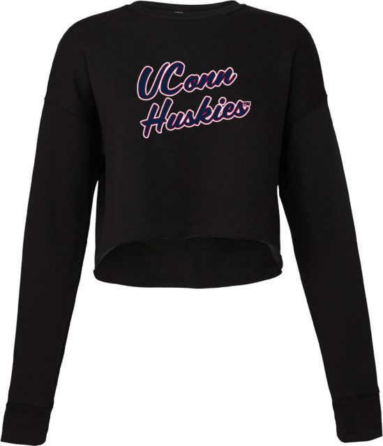 UConn Bella + Canvas Cropped Fleece Crew UConn Huskies Script