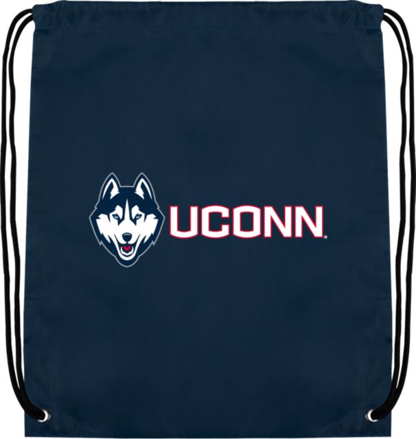 UConn Drawstring Backpack Husky UConn Lockup Flat