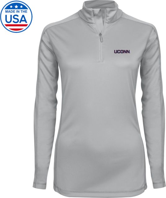 UConn Womens Syntrel Interlock Platinum 1/4 Zip UConn Primary Wordmark