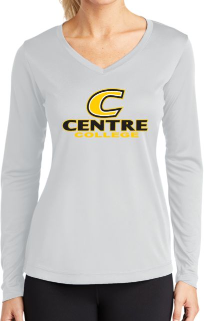 Centre Womens Performance Long Sleeve V Neck Shirt C Centre College - ONLINE ONLY