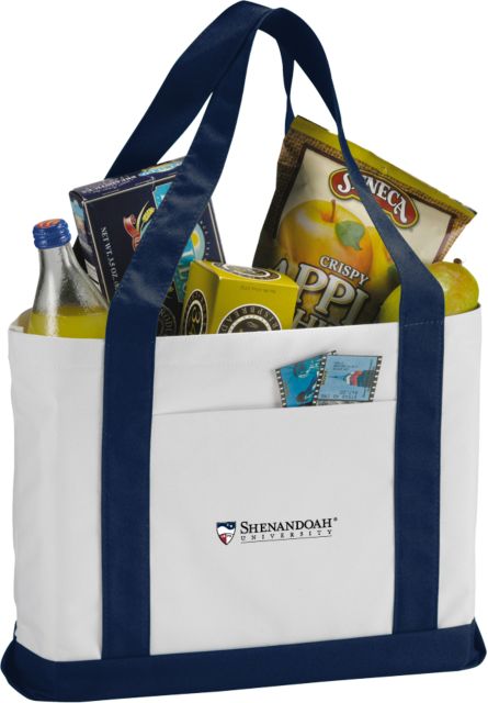 Shenandoah Contender White/Navy Canvas Tote Primary University Mark- ONLINE ONLY