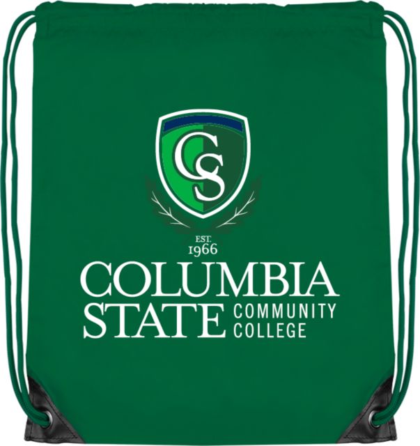 Columbia State CC Kelly Green Drawstring Backpack Columbia State Community College Wordmark Stacked - ONLINE ONLY