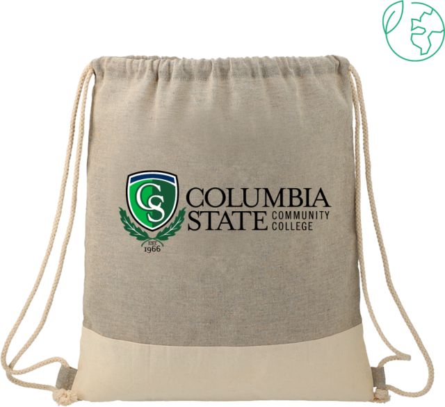 Columbia State CC Split Recycled Cotton  /Natural Drawstring Bag Columbia State Community College Wordmark - ONLINE ONLY