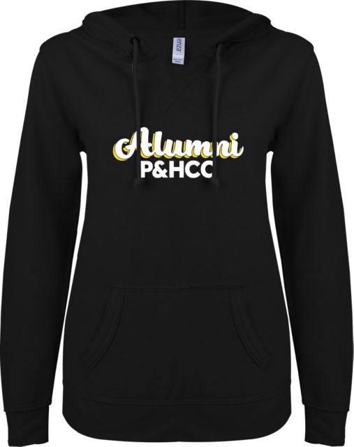 Patrick Henry ENZA Womens V Notch Raw Edge Fleece Hoodie PHCC Alumni Script -  ONLINE ONLY