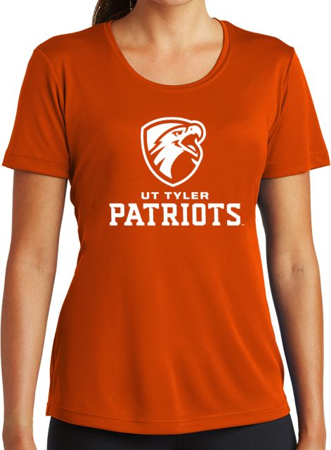 UT Tyler Womens Orange Performance Short Sleeve Tee Swoop Shield Patriots - ONLINE ONLY