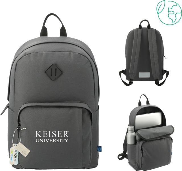 Keiser Repreve Ocean Everyday Computer Backpack Keiser University Stacked - ONLINE ONLY