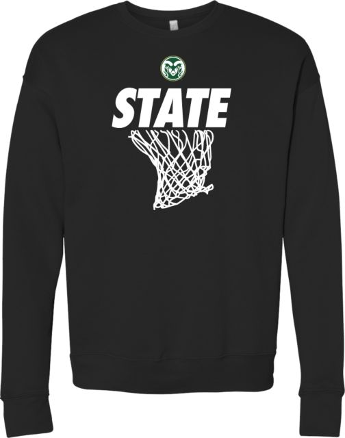 Colorado State Bella + Canvas Fleece Crew State w/ Colorado State Primary Mark Basketball - Net