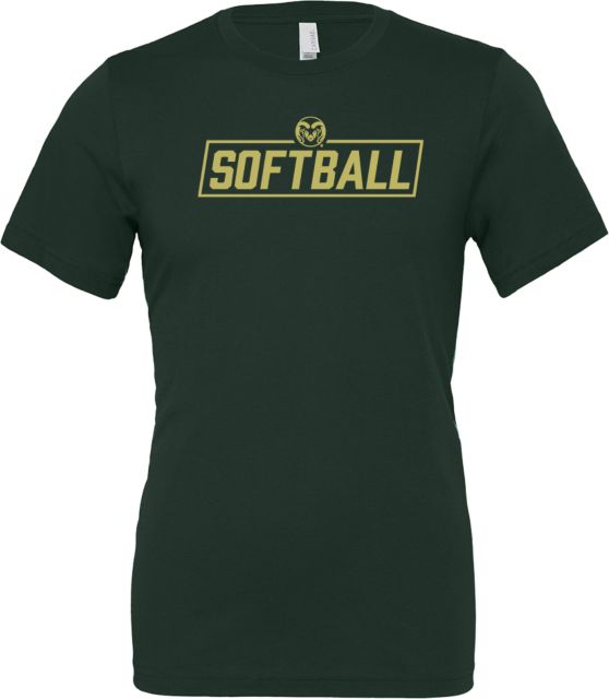 Colorado State Bella + Canvas Jersey Cotton T Shirt Softball Bar w/ Colorado State Primary Mark