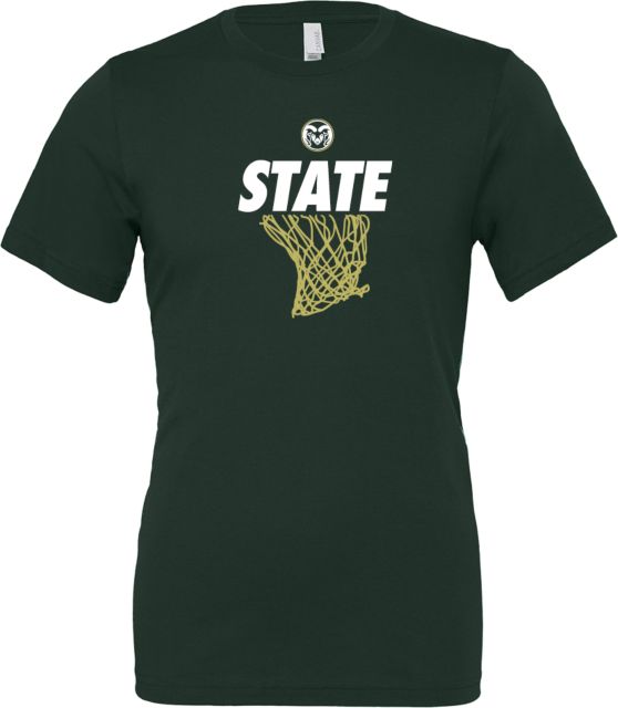 Colorado State Bella + Canvas Jersey Cotton T Shirt State w/ Colorado State Primary Mark Basketball - Net