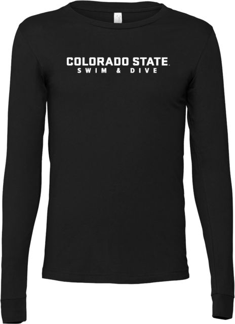 Colorado State Bella + Canvas Jersey Cotton Long Sleeve T Shirt Colorado State Official Wordmark - Swim and Dive