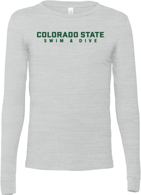 Colorado State Bella + Canvas Jersey Cotton Long Sleeve T Shirt Colorado State Official Wordmark - Swim and Dive