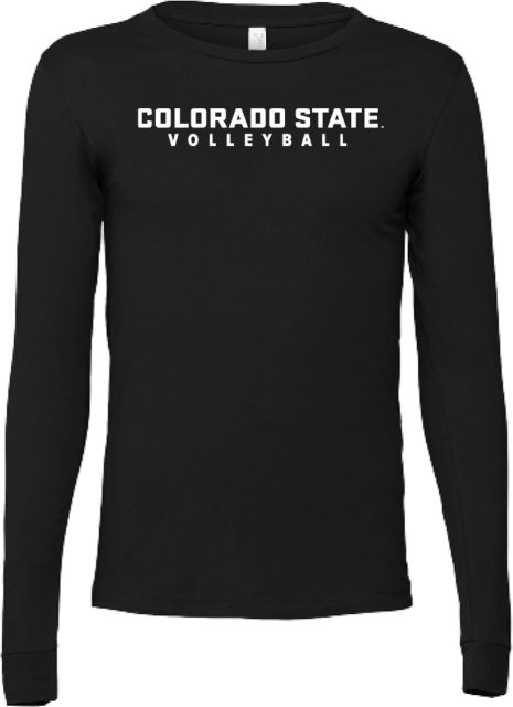 Colorado State Bella + Canvas Jersey Cotton Long Sleeve T Shirt Colorado State Official Wordmark - Volleyball