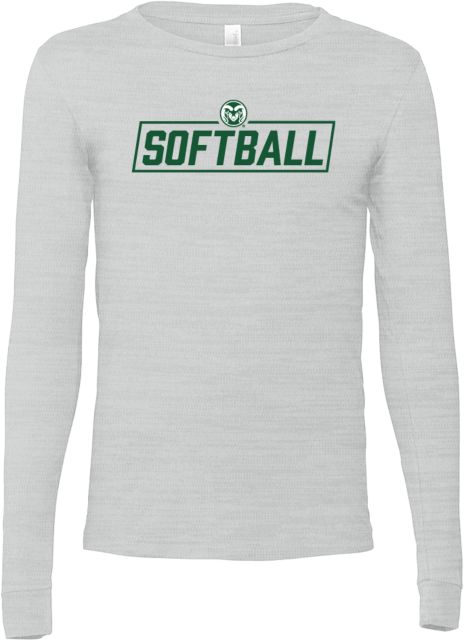 Colorado State Bella + Canvas Ash Jersey Cotton Long Sleeve T Shirt Softball Bar w/ Colorado State Primary Mark