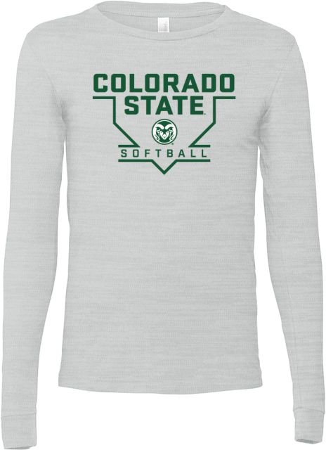 Colorado State Bella + Canvas Ash Jersey Cotton Long Sleeve T Shirt Colorado State - Home Plate Softball