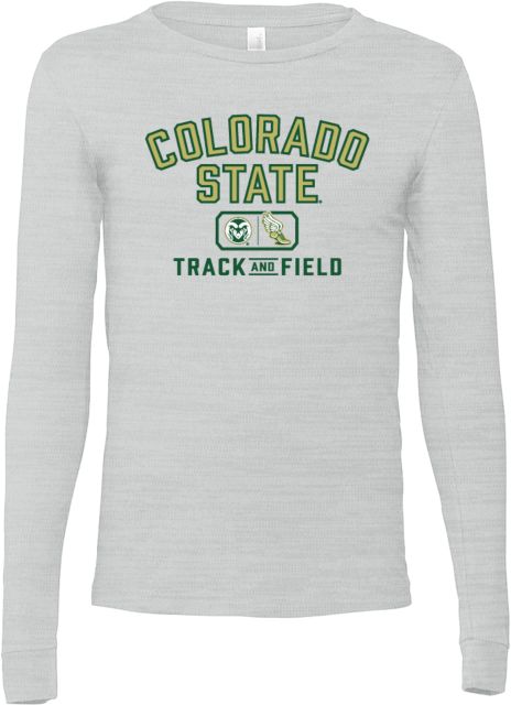 Colorado State Bella + Canvas Ash Jersey Cotton Long Sleeve T Shirt Colorado State - Track and Field Lockup