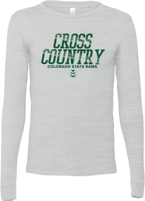Colorado State Bella + Canvas Ash Jersey Cotton Long Sleeve T Shirt Colorado State Cross Country Rays