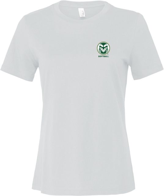 Colorado State Bella + Canvas Womens Relaxed Cotton T Shirt Colorado State Primary Athletics Mark - Softball