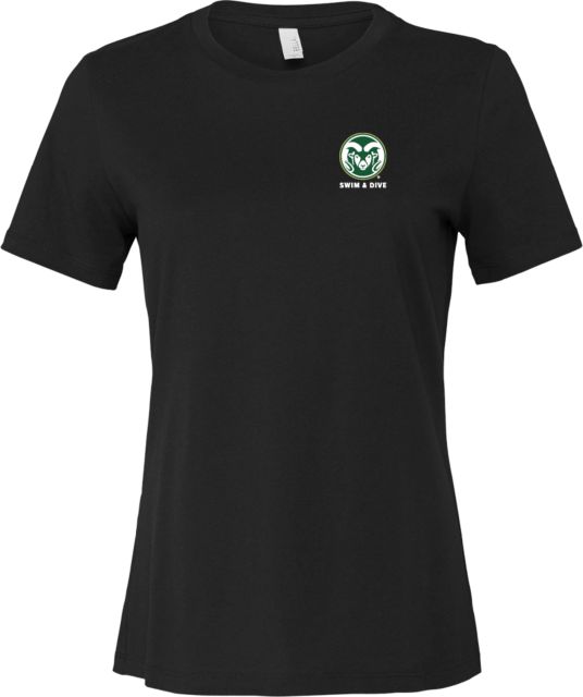 Colorado State Bella + Canvas Womens Relaxed Cotton T Shirt Colorado State Primary Athletics Mark - Swim and Dive