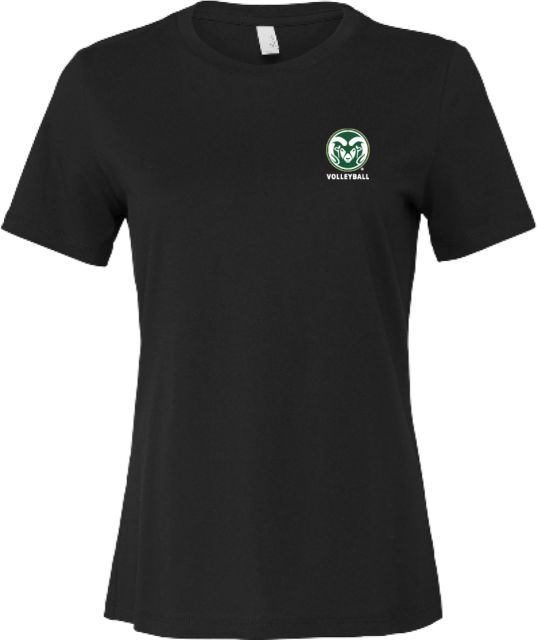 Colorado State Bella + Canvas Womens Relaxed Cotton T Shirt Colorado State Primary Athletics Mark - Volleyball