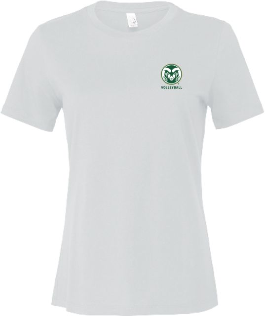 Colorado State Bella + Canvas Womens Relaxed Cotton T Shirt Colorado State Primary Athletics Mark - Volleyball