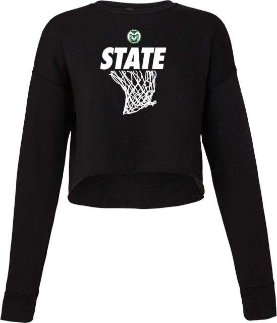 Colorado State Bella + Canvas Cropped Fleece Crew State w/ Colorado State Primary Mark Basketball - Net