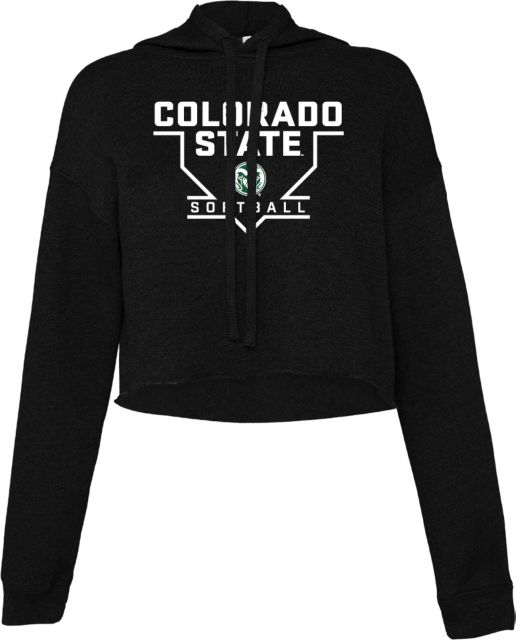 Colorado State Bella + Canvas Cropped Fleece Hood Colorado State - Home Plate Softball