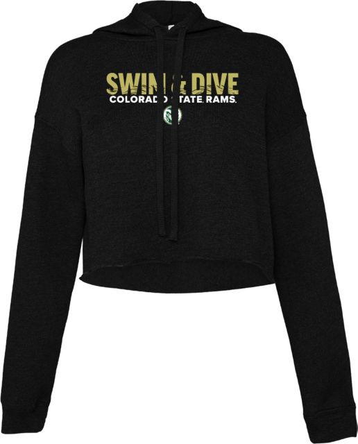 Colorado State Bella + Canvas Cropped Fleece Hood Colorado State - Swimming and Diving Waves