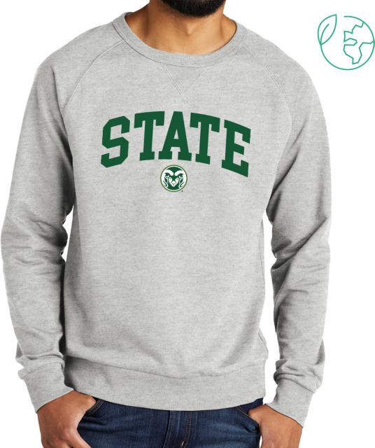 Colorado State Allmade Light Organic French Terry Crewneck Sweatshirt State w/ Colorado State Primary Mark Basketball - Net