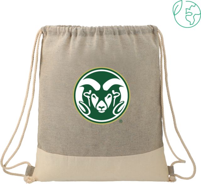 Colorado State Split Recycled Cotton Grey/Natural Drawstring Bag Colorado State Primary Athletics Mark