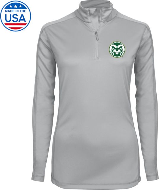 Colorado State Womens Syntrel Interlock Platinum 1/4 Zip Colorado State Primary Athletics Mark