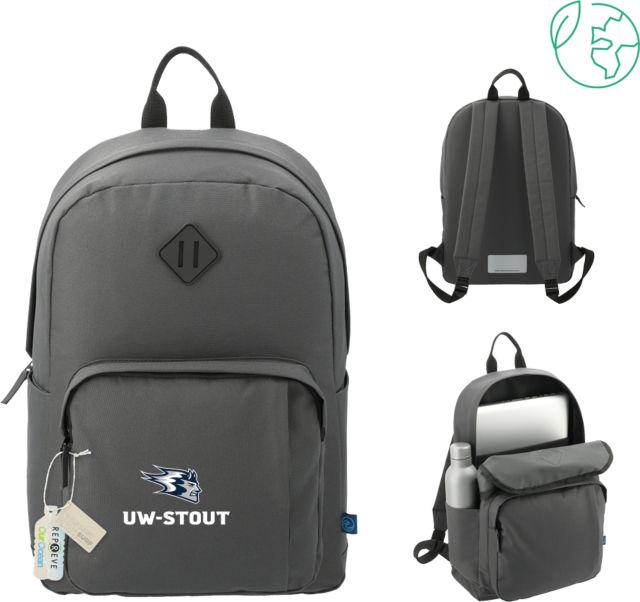 UW Stout Repreve Ocean Everyday 15 inch Computer Backpack Blaze UW-Stout Lock Up- ONLINE ONLY