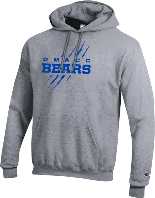 Des Moines Champion Fleece Hoodie DMACC Bears Wordmark with Bear Scratch - ONLINE ONLY