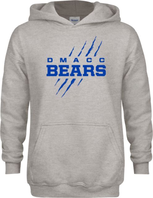 Des Moines Youth Fleece Hood DMACC Bears Wordmark with Bear Scratch - ONLINE ONLY