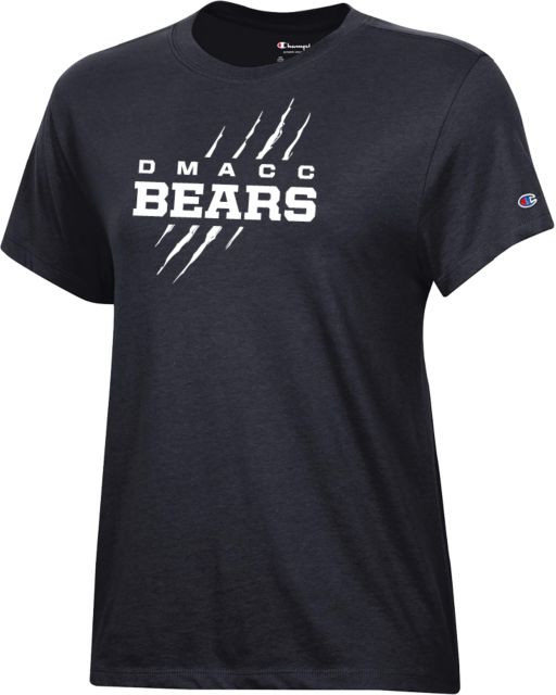 Des Moines Champion Womens Core Short Sleeve Tee DMACC Bears Wordmark with Bear Scratch - ONLINE ONLY