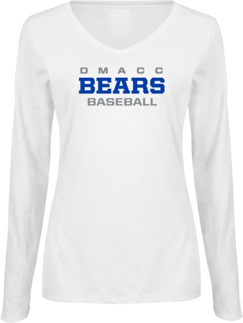 Des Moines Womens Long Sleeve V Neck Tee  DMACC - Baseball - ONLINE ONLY