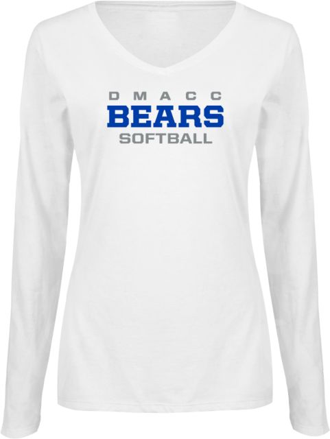 Des Moines Womens Long Sleeve V Neck Tee  DMACC - Softball - ONLINE ONLY