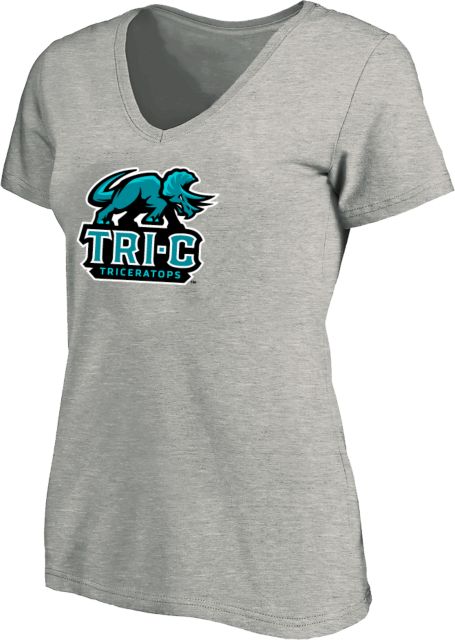 Cuyahoga CC Womens Plus V Neck T Shirt Tri-C Triceratops Primary Mascot Mark - Plus - ONLINE ONLY